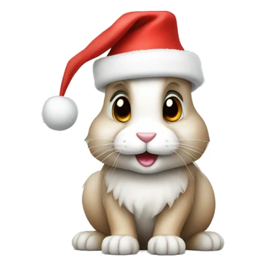 Rabbit with a Christmas hat sticker
