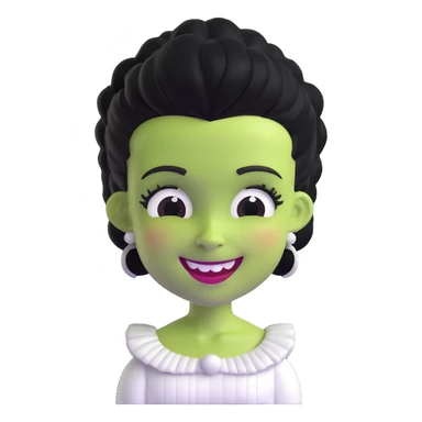 adorable 3D Bride of Frankenstein with big smile and cute black and white hair sticker