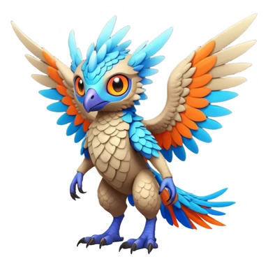 Tropical lush warm-colored modern colorful neon-colored Fakémon-Digimon-Trico-creature sticker