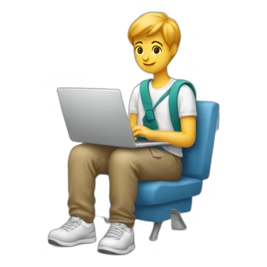 student with a laptop taking the first step in learning sticker