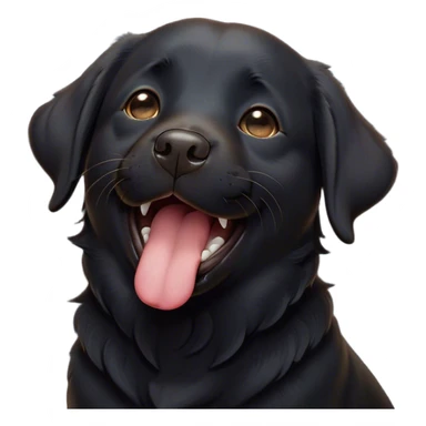 Cinematic Cute Yawning Black Labrador Portrait Emoji, Head tilted slightly with a dramatic, wide-open yawn, showcasing a smooth black Fur with a velvety texture, floppy ears slightly drooping, round brown eyes barely open in drowsy contentment, Simplified yet irresistibly adorable features, highly detailed, glowing with a soft, cozy glow, high shine, relaxed yet expressive, stylized with a touch of whimsy, bright and endearing, soft glowing outline, capturing the essence of a sleepy yet affectionate companion, so drowsy it feels like it could stretch out of the screen and curl up for a nap! sticker