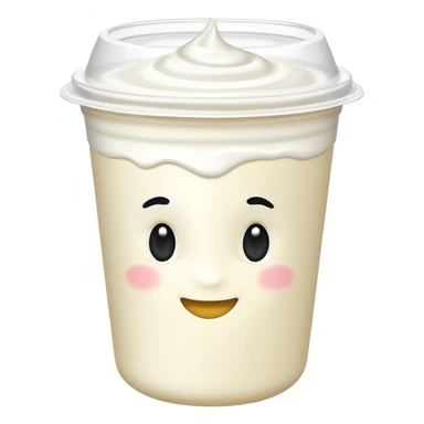 sealed yogurt cup with creamy surface hint. sticker