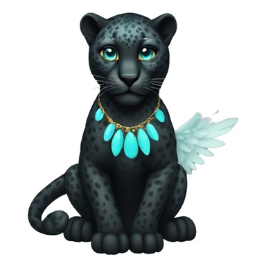 winged black leopard with turquoise eyes flying sticker