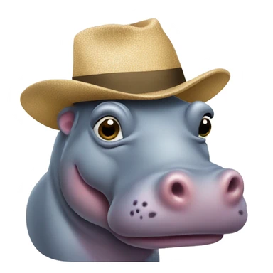 Hippo with a hat  sticker