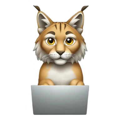 Lynx sits at the computer sticker