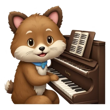 animal playing piano sticker