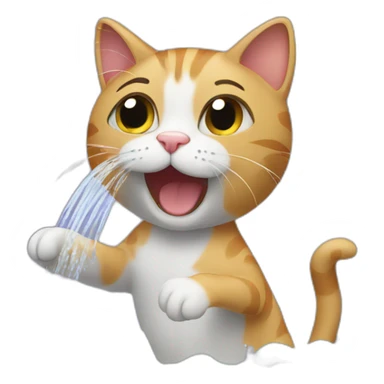 cat taking a shower sticker