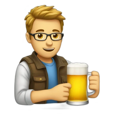 A programmer is drinking beer. sticker