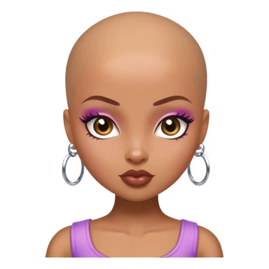 pretty bratz baddie, bald, brown skin sticker