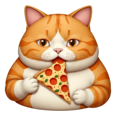 Fat cat eating pizza sticker