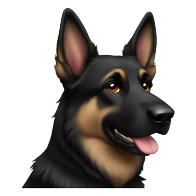 Black German Shepard one bent ear sticker