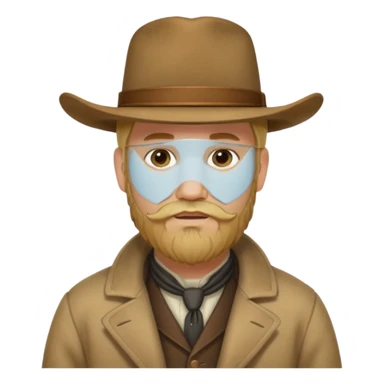 A blonde western man from America 1899 wild west with a hat and beard sticker