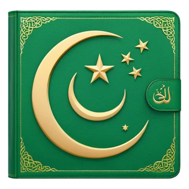 Closed Quran with the Islamic Symbol on it (moon and star) green sticker