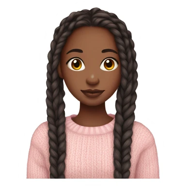 pretty black girl with box braids hair down in light pink sweater cozy sticker