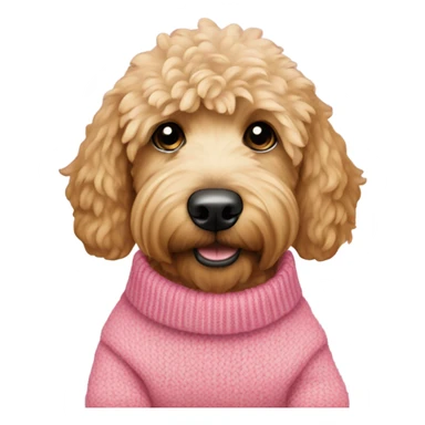Mini golden doodle with pink sweater sticker