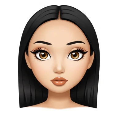 Vietnamese asian beauty, pretty bratz baddie, black eyeliner, black hair sticker