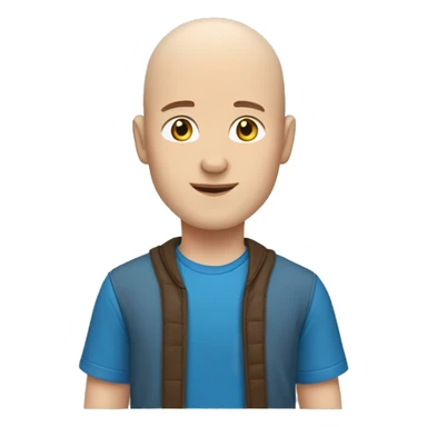 white young man bald brown yes blue t0shirt sticker