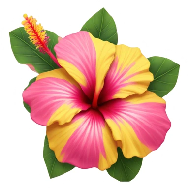yellow and pink hibiscus flower sticker