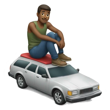 Man sitting on top of a car sticker