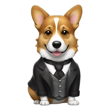 Corgi negro con traje de Sherlock holmes sticker