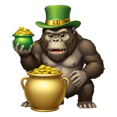 king kong lephechaun hat with a raimbow pot of gold sticker