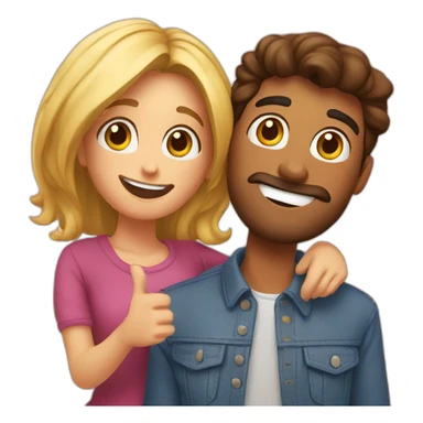 Una pareja tomándose un selfie sticker