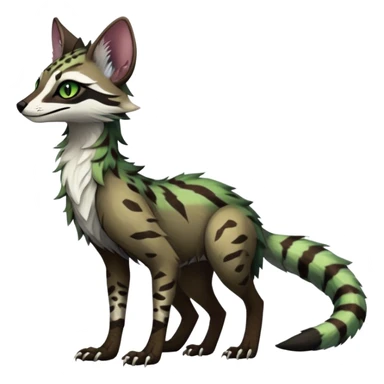 Feral Rare Fantasy dark vibrant Vernid-Sergal-Genet-Trico-species by LiLaiRa, random markings, tufted ears, full body, 4 legs sticker