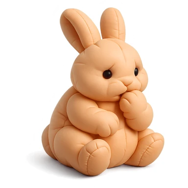 apricot bunny biting paw nervously, full body, cushion style, flawless appearance, no imperfections sticker