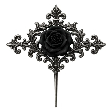 Aristocrat goth hairpin, silver, black rose, elegant and dark sticker