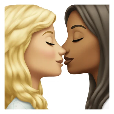 Blonde woman kissing brunette woman sticker