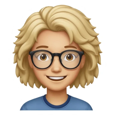 Smiling face with glasses and hair sticker