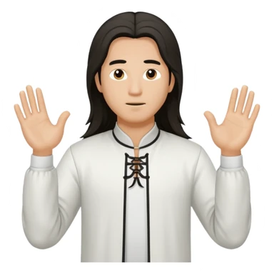 homme au cheveux long qui pratique le qi gong, habits noirs ou blancs sticker