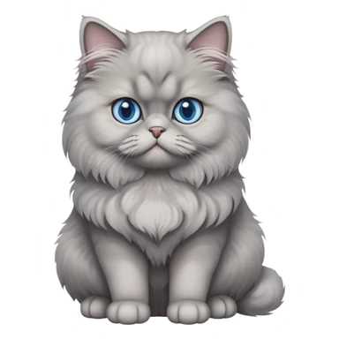 gray Persian cat full body sitting with blue eyes sticker