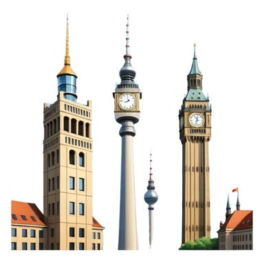 berlin television tower versus big ben tower sticker