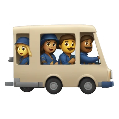musketeers driving mail truck, 1 male & 2 females sticker