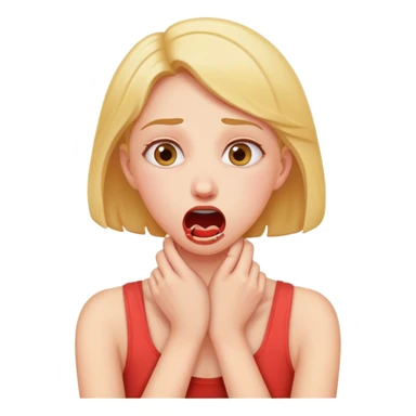 A women choking herself in a playful manner  sticker