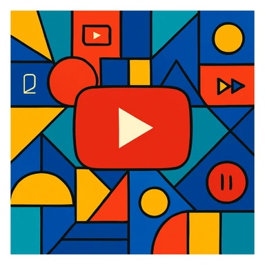 background for a YouTube video, bold and colorful, geometric patterns, subtle video icon elements sticker