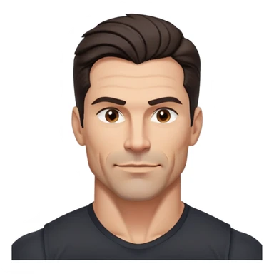 Muscular buff man in his 40s with youthful appearance, light brown skin, elongated face, defined jawline, attractive smirk, medium dark eyes, arched eyebrows, straight nose, strong broad shoulders, medium wavy dark hair with modern style, wearing a black buttoned-up shirt sticker