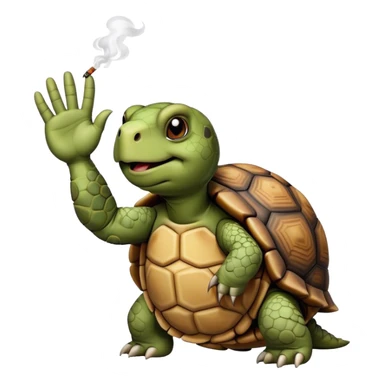 Tortue qui fume et qui fait un coucou sticker