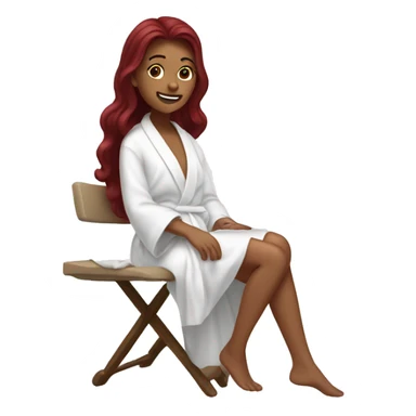 Burgundy haired girl in a white robe shaving her legs sticker