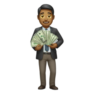 Man Carrying Money in Hand sticker