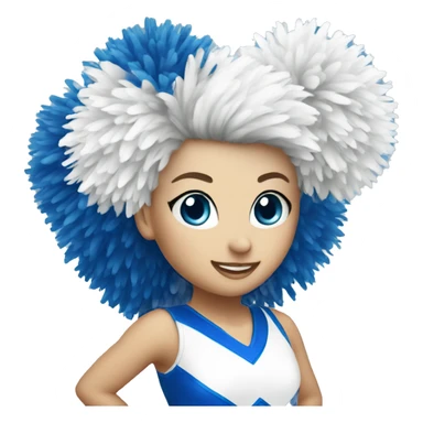 Blue and white cheerleader pom poms sticker
