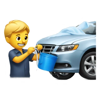 man washing a car with a bucket sticker