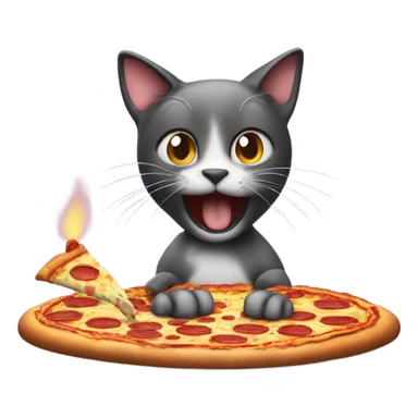 Cat easting pizza on birthday cake  sticker