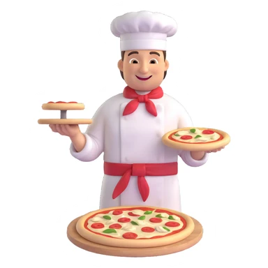 smiling Italian chef spinning pizza dough sticker