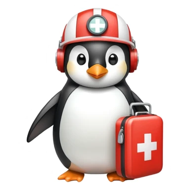 penguin medic with first aid kit and helmet sticker