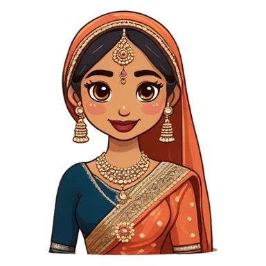 Wedding bride in indian lehenga face color cream sticker