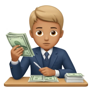 boy doing finances sticker