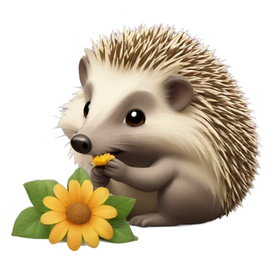 hedgehog eating a flower  sticker