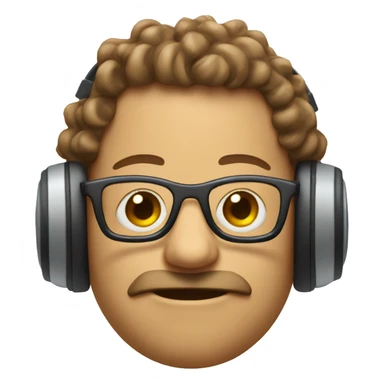 Skibidi toilet head with curls brown sling and glasses and headphones sticker